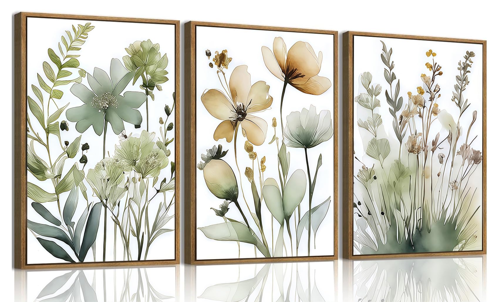 Amazon.com: Framed Botanical Wall Art Sage Green Wildflower Set of