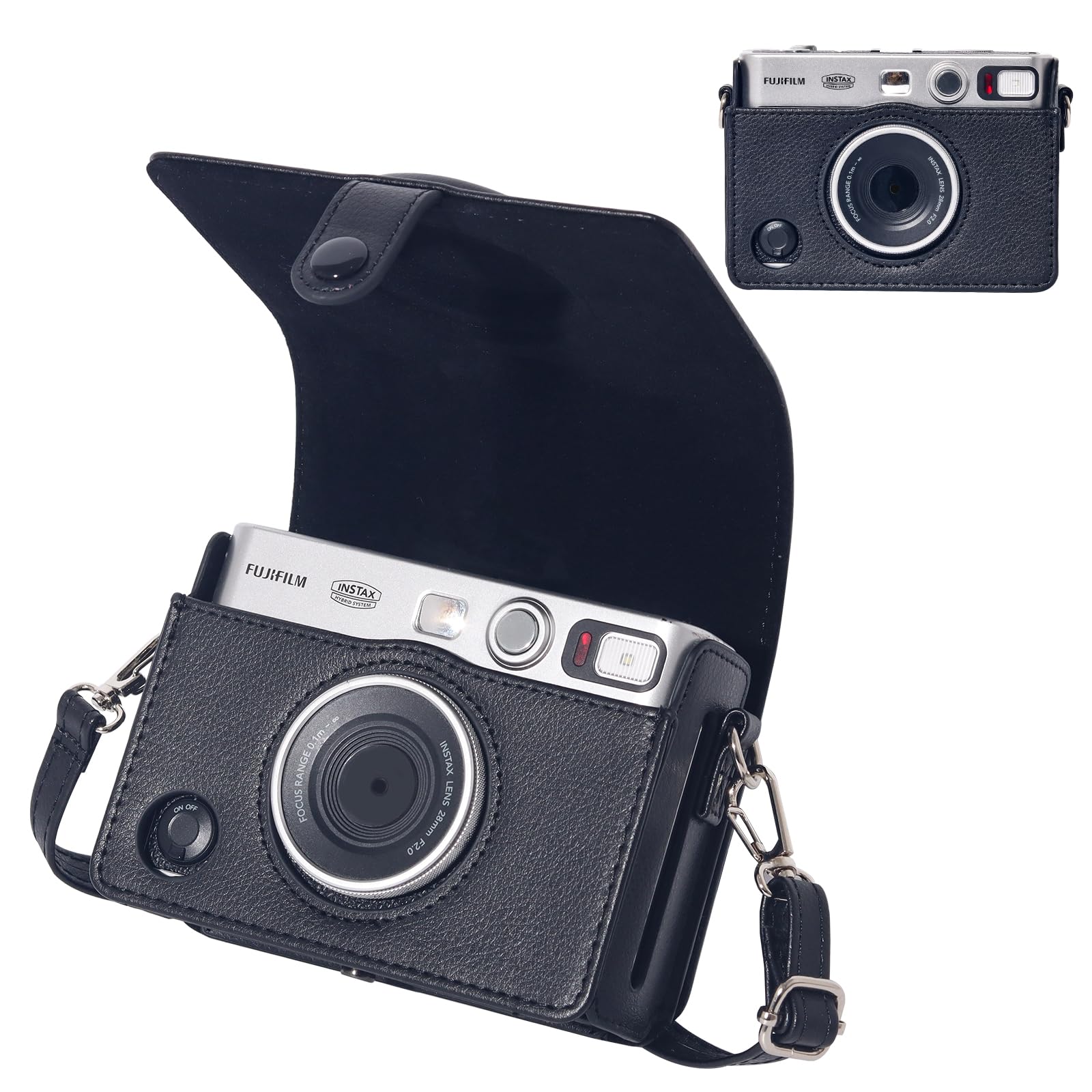 WOGOZAN Mini EVO Protective Case for Fujifilm Instax Mini EVO Hybrid Instant Camera Case, Mini PU Leather Bag Cover with Removable Shoulder Strap (