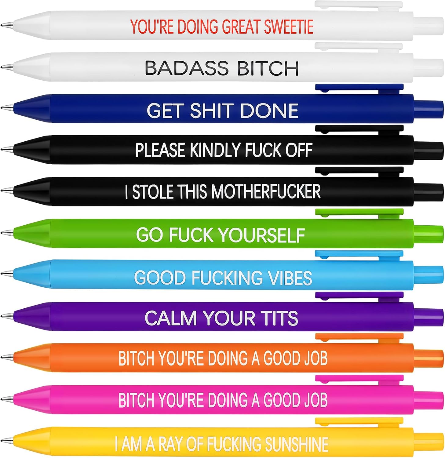 11Pcs Funny Pens for Adults Coworkers Funny Ballpoint Pens Black Bulk Fine Point Fuck Novelty Pen Silly Sarcastic Pen Office Desk Accessories for Women Nurse Office Supplies Birthday Gifts