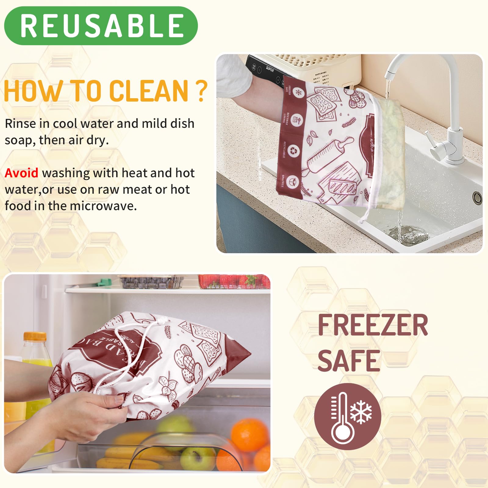 Beeswax Bread Bags - Keep Bread Fresh! -6