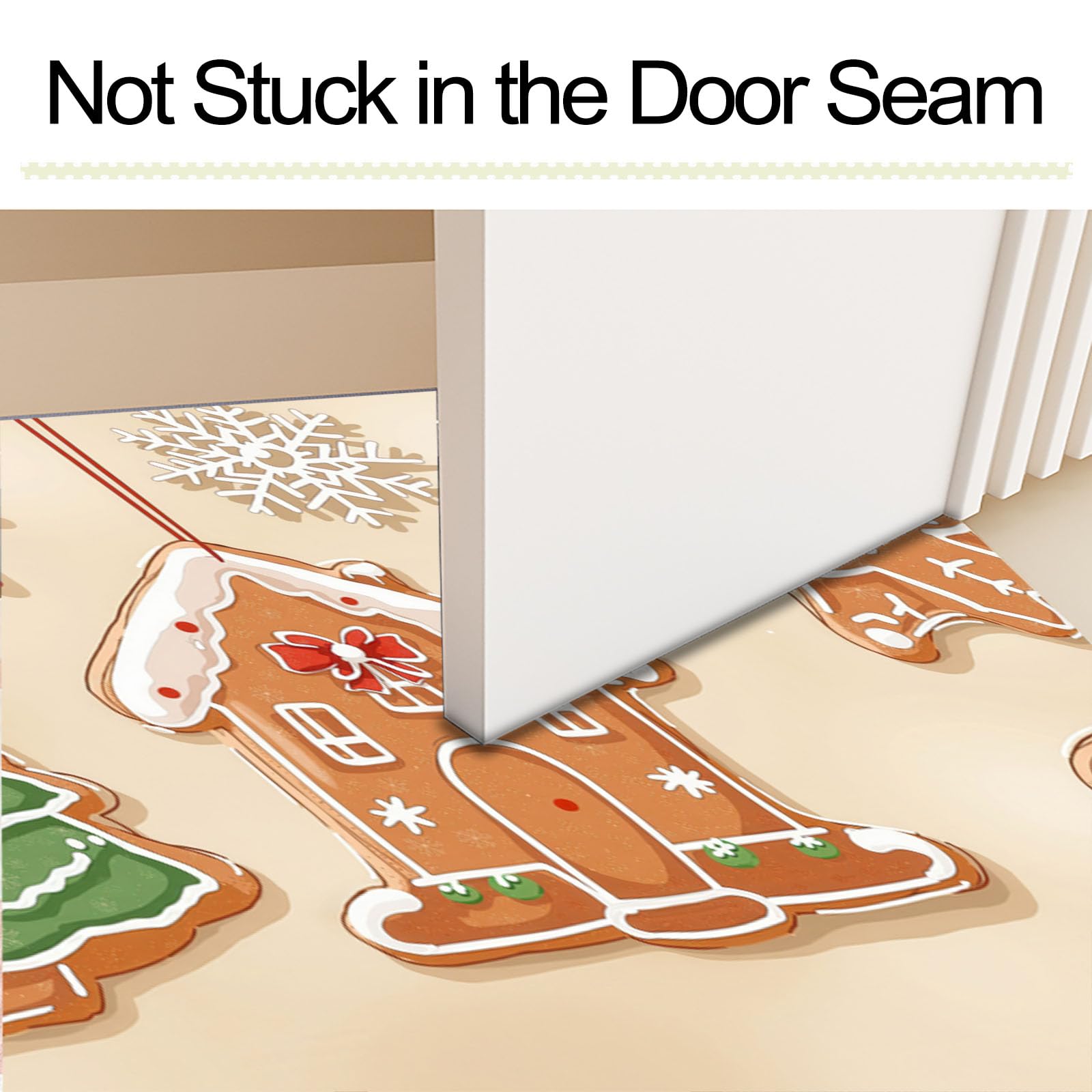 Schmutzfangmatte Innen 80x120cm, Weihnachtslebkuchen Waschbare rutschfeste Fußmatte, Niedliche Handgezeichnete Fußmatte Eingangstürmatte für Haustür Flur Innenbereich, Braun