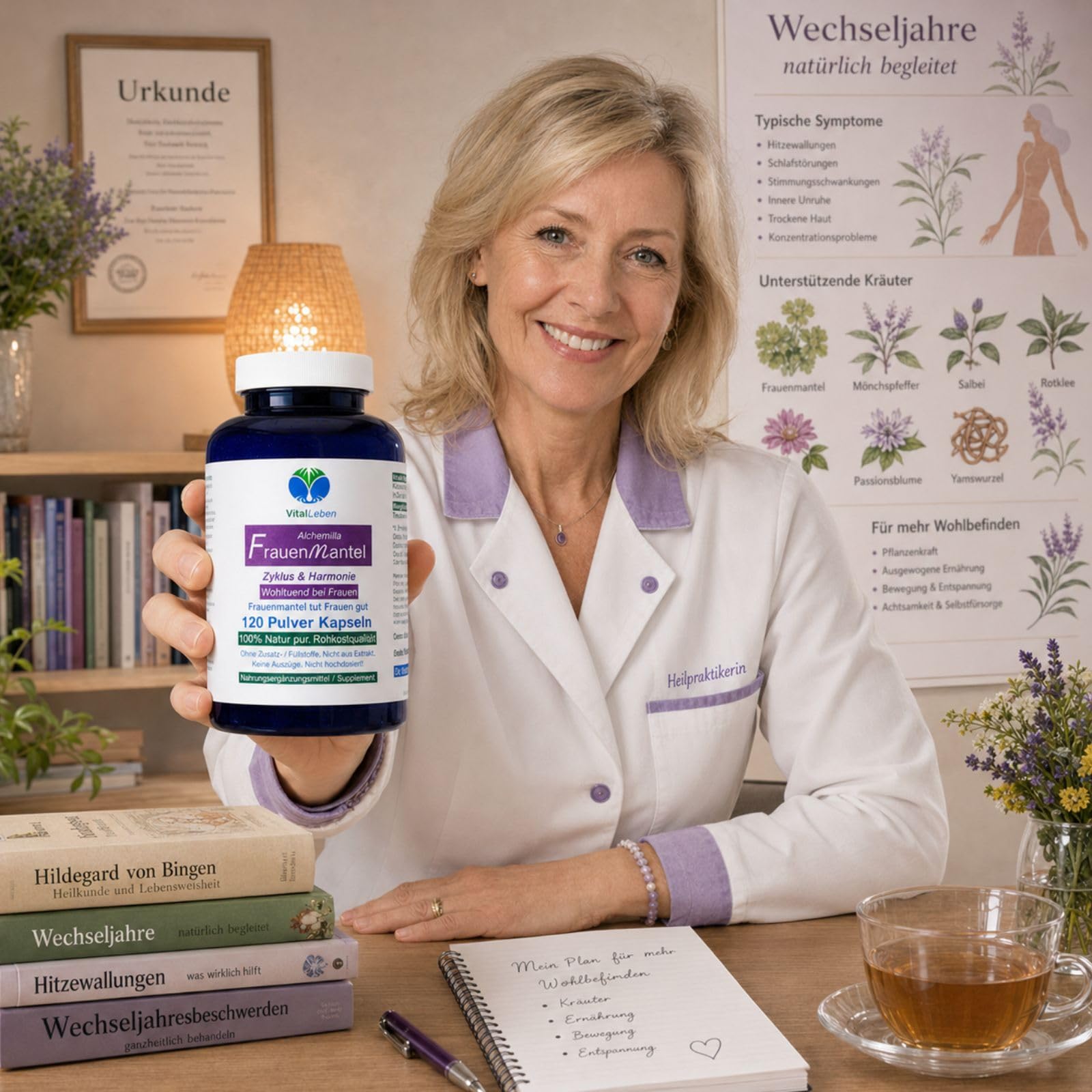Traubensilberkerze 120 Kapseln Frauenpflanze für Lebensmitte, Wechseljahre, Menopause. Cimicifuga Black Cohosh. Hormonfrei. Kein Extrakt, nicht hochdosiert. NATUR pur. OHNE ZUSATZSTOFFE. 26850-120