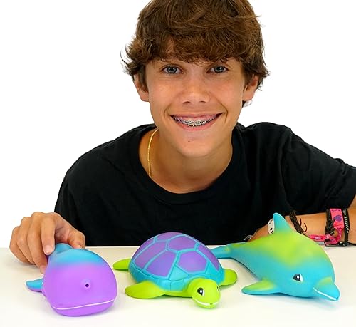 Miniatura 5 de JA-RU Lindos juguetes de baño de animales marinos chorros de agua para niños (3 chorros de agua surtidos) juguetes de agua de tortuga, delfín y
