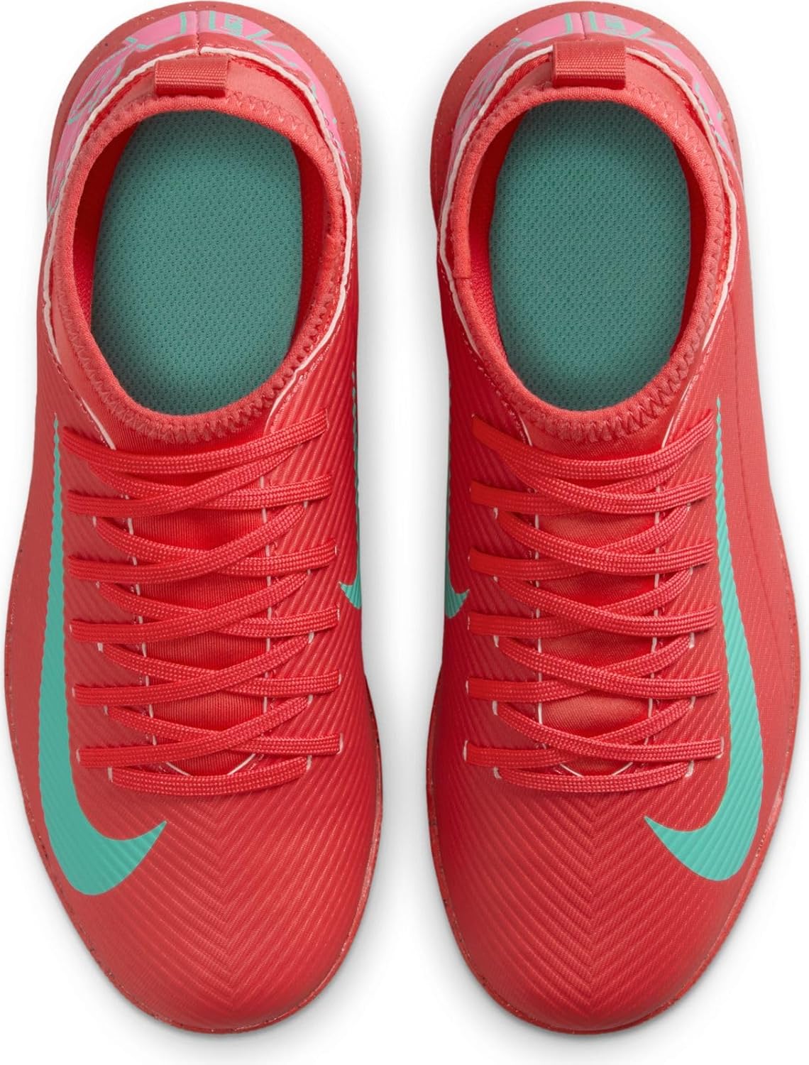 Nike Jr. Mercurial Superfly 10 Club Little/Big Kids' TF High-Top Soccer Shoes (FQ8313-800, Ember Glow/Aurora Green) Size 4.5