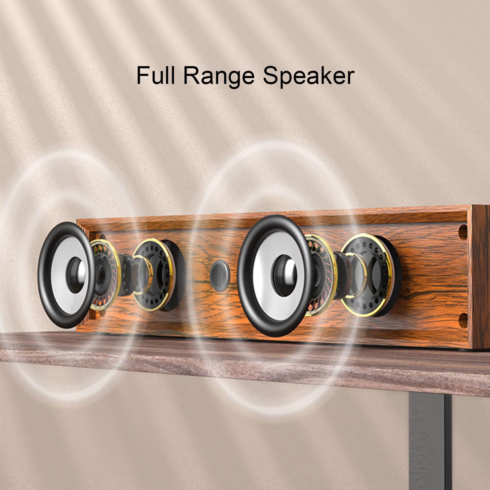 Barre de son PC USB et Bluetooth5.3, en bois 5 W 3D Stéréo Surround Speaker, Portables 2.0 Canaux Audio Haut-parleurs pour PC de bureau, ordinateur portable, tablette Smartphone TV