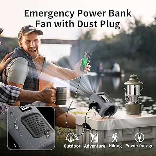 Miniatura 5 de Socool - Ventilador de cintura portátil con clip en el cinturón portátil, mini ventiladores personales recargables, 4 velocidades 13000 RPM,