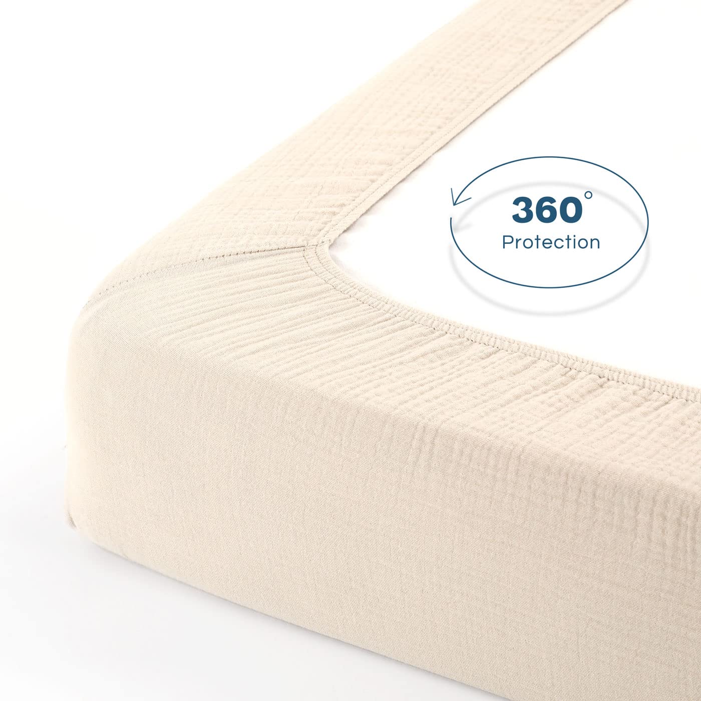 GRSSDER 1 lenzuolo per culla in mussola morbida, 100% cotone, con tasca profonda per ragazzi e ragazze, adatto a materassi per culla standard 132 x 71 cm, sicuro e aderente, beige
