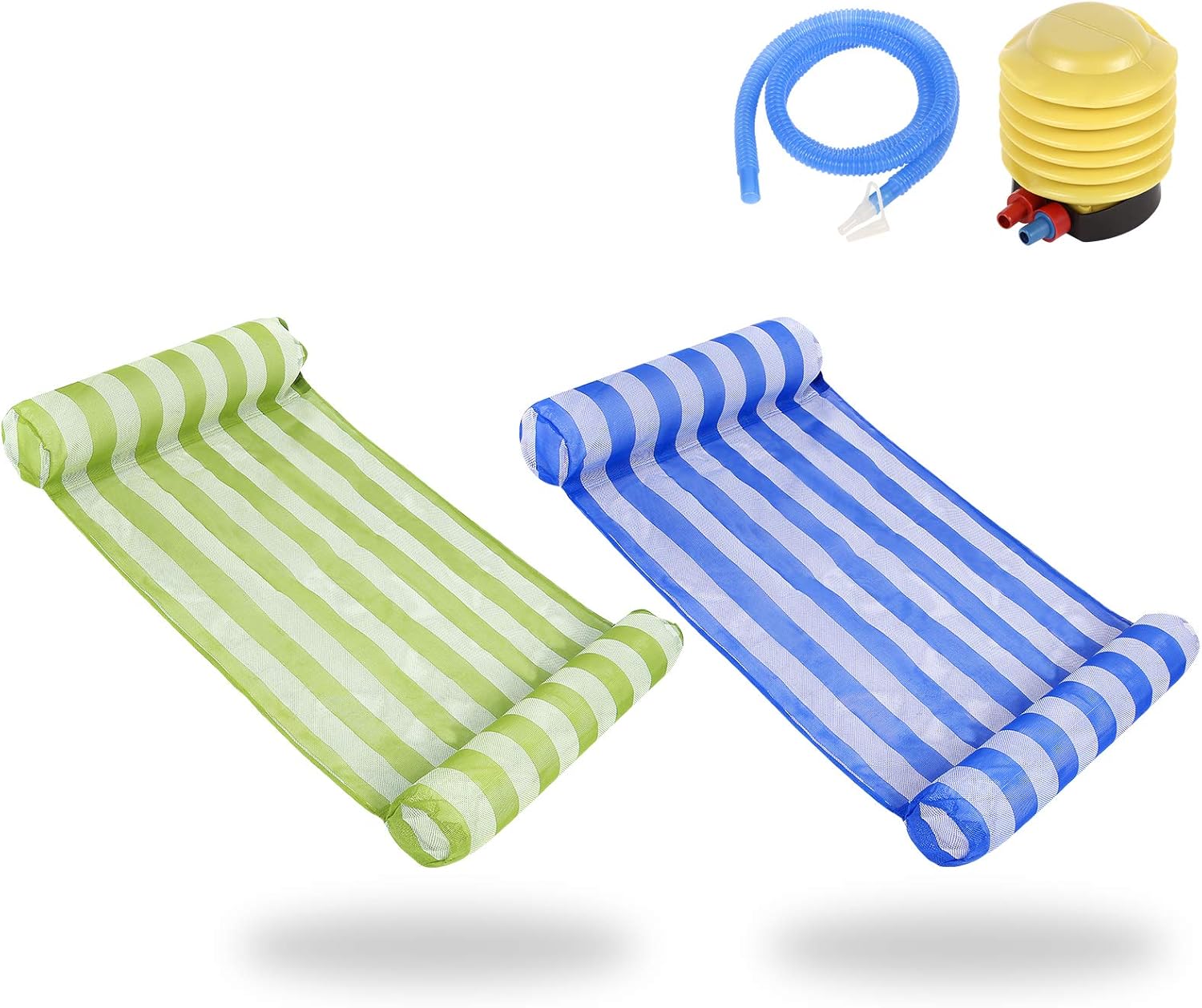 Yecamooo 2-Pack Premium Swimming Pool Floats Hammock, Multi-Purpose Inflatable Pool Hammock(Saddle, Lounge Chair, Hammock, Drifter) Pool Chair, Portable Water Hammock (Blue and Green) : Toys & Games