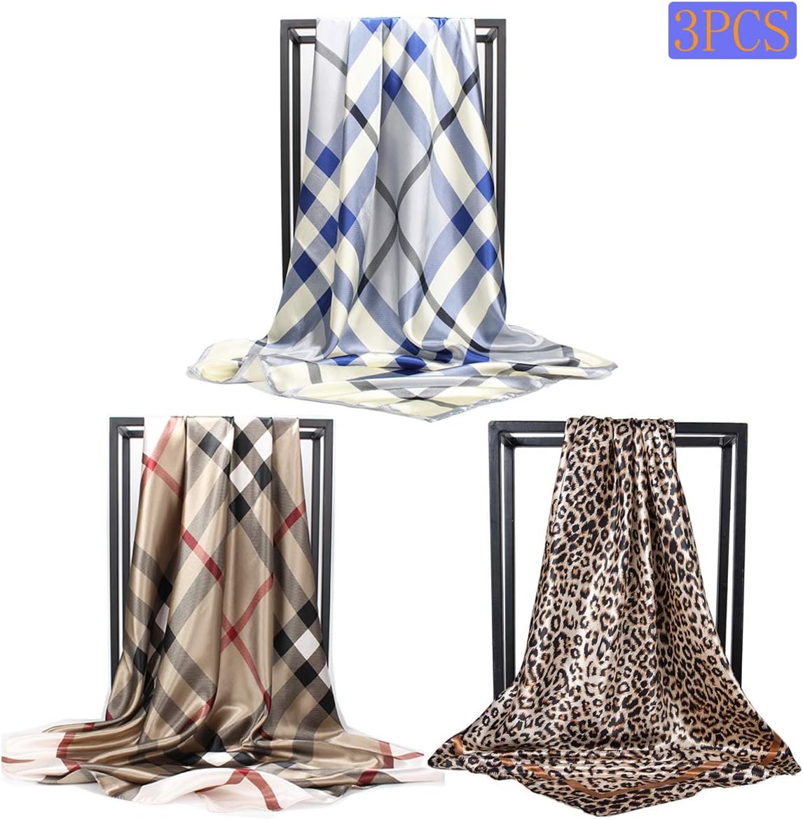 YMXHHB Silk Like Scarf Neck Scarves Women’s Large Square Satin Hair Scarf 35 x 35 inches