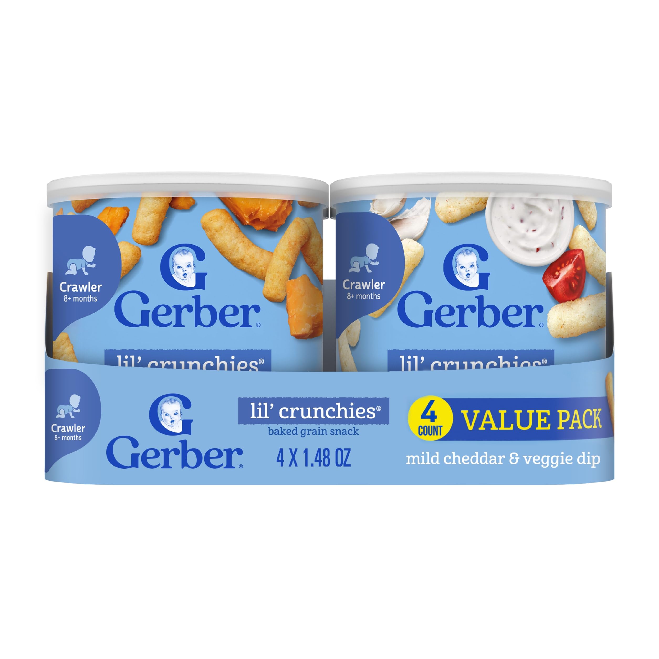 Gerber Stage 3 Baby Food Snacks, Value Pack Lil’ Crunchies, Baby Led Feeding, 4PK