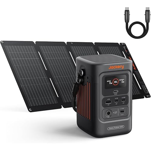 Jackery Explorer 240D Power Bank and 40W Solar Panel (80,000mAh), LiFePO4 Battery Portable Power Station, USB-C Cable Included,200W DC Output,1-Hour Fast Charging, Compact for Outdoor, Camping, Travel