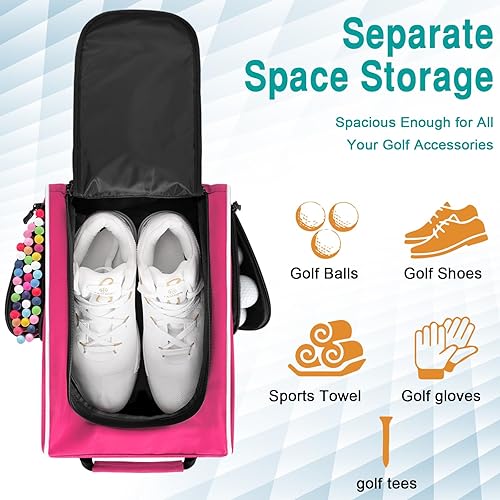 Miniatura 4 de Wolt Bolsa para zapatos de golf - Bolsas de transporte para zapatos deportivos y de viaje con ventilación y doble bolsillo exterior para accesorios