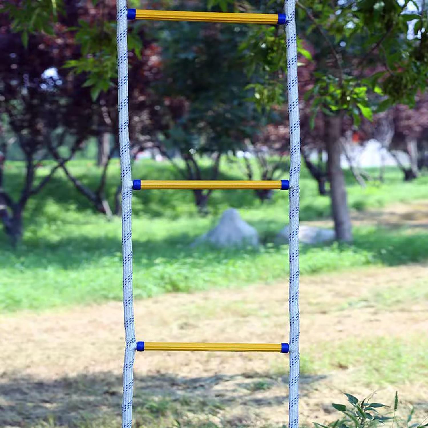 Escalera de rescate resistente al fuego, 10 m, con 2 mosquetones, escalera de seguridad ignífuga, escalera de rescate para balcón, escaleras de incendio reutilizables, compacta y portátil