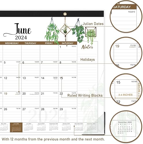 Miniatura 4 de Calendario de escritorio 2024  Calendario 2024, marzo 2024  diciembre 2024, calendario de escritorio grande de 10 meses de 22 x 17 pulgadas, bloques