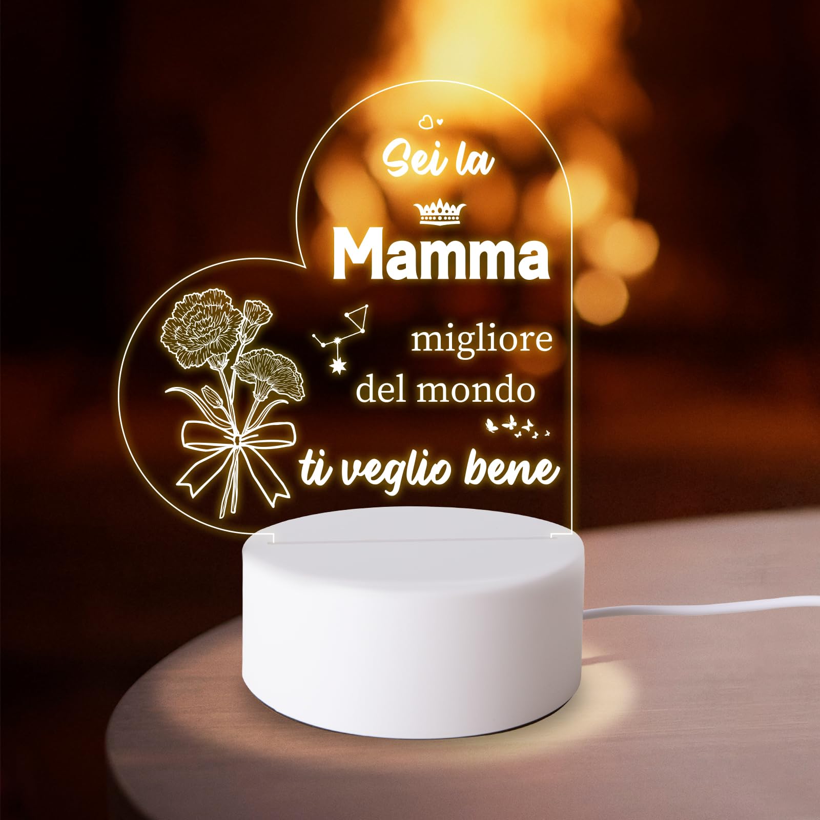 BBTO Luce LED per Bottiglia con Scritta Bottiglia per Decorazioni Bottiglia Luminosa a LED con Frasi per mamma Donne Feste di Compleanno e Natale