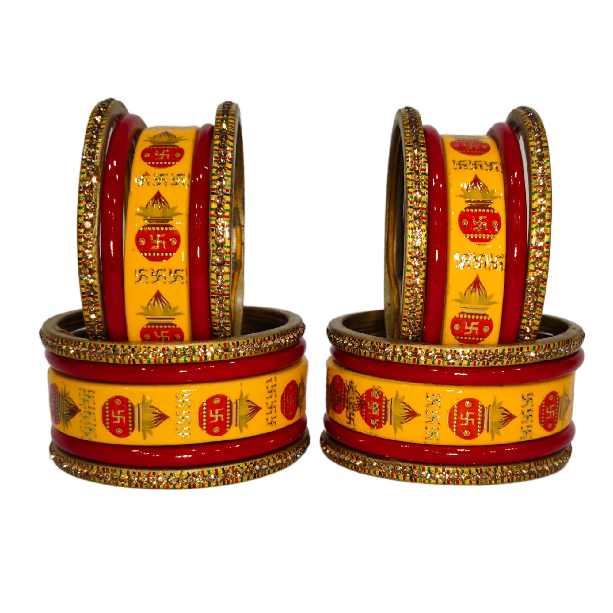 Lahthi Wala - Kalash Swastic Printed Jaipuri Lakh Bangle Handmade Rajasthani Bangles for Women, Ethnic Wedding Set For Girls & Ladies, Gift For Wife(20 bangles) combo set 2.2 (B0D56YBT64) Amazon Price History, Amazon Price Tracker