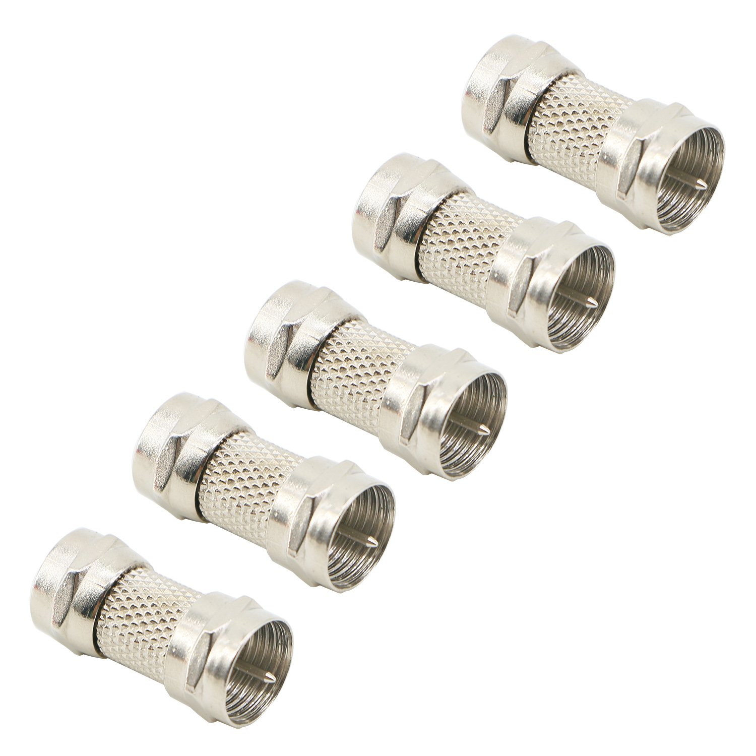 PASOW F Type Male to Male Adapter Cable Extension Coupler for Coax F81 (Male to Male) 3GHz Satellite, Cable TV (5pcs)