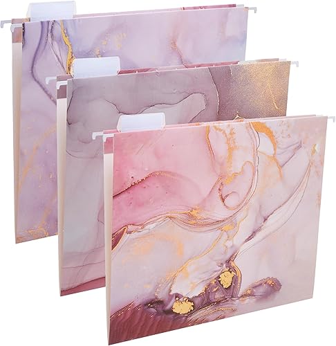 Y YOMA Paquete de 6 carpetas decorativas colgantes de tamaño carta, bonita carpeta colgante, bonito organizador de carpetas de archivos para