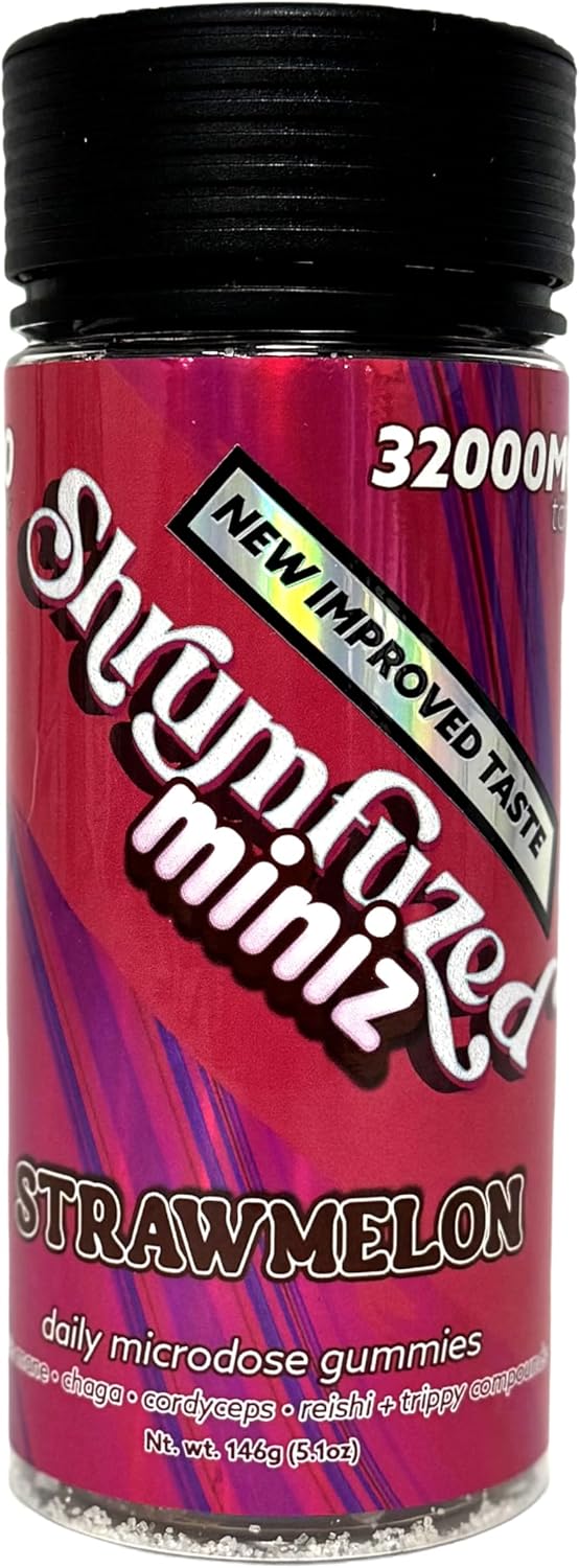 Shrumfuzed Miniz - Proprietary Nootropic Gummy 32000mg - Now with New Improved Taste - Lion's Mane, Reishi, Chaga, Cordycep, and Proprietary Nootropic Mushroom Blend (100pk, Strawmelon)