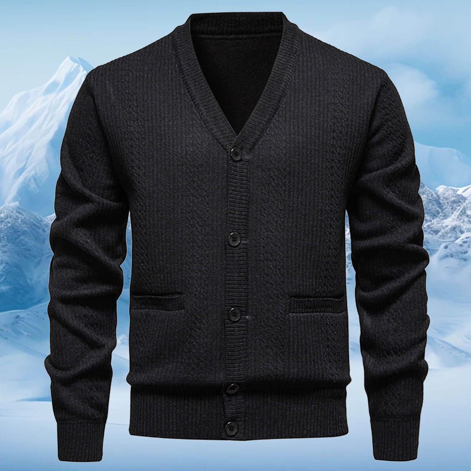 Cardigan Punto Hombre, Chaqueta De Invierno Hombre con Botones De Punto De Manga Larga Frente Abierto Ligeros con Botones Suéter Tipo Cárdigan Chaqueta De Entretiempo De Punto
