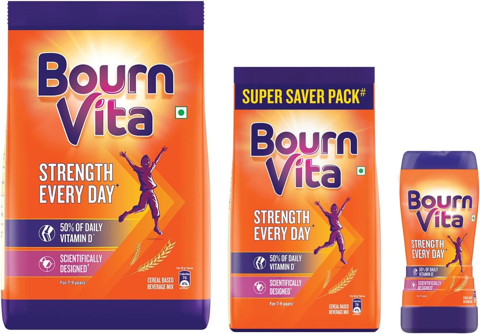 Cadbury Bournvita Chocolate Nutrition Drink, 1 kg Pouch&Bournvita Chocolate Nutrition Drink, 550 g Jar&Cadbury Bournvita Chocolate Nutrition Drink, 500 g Pouch