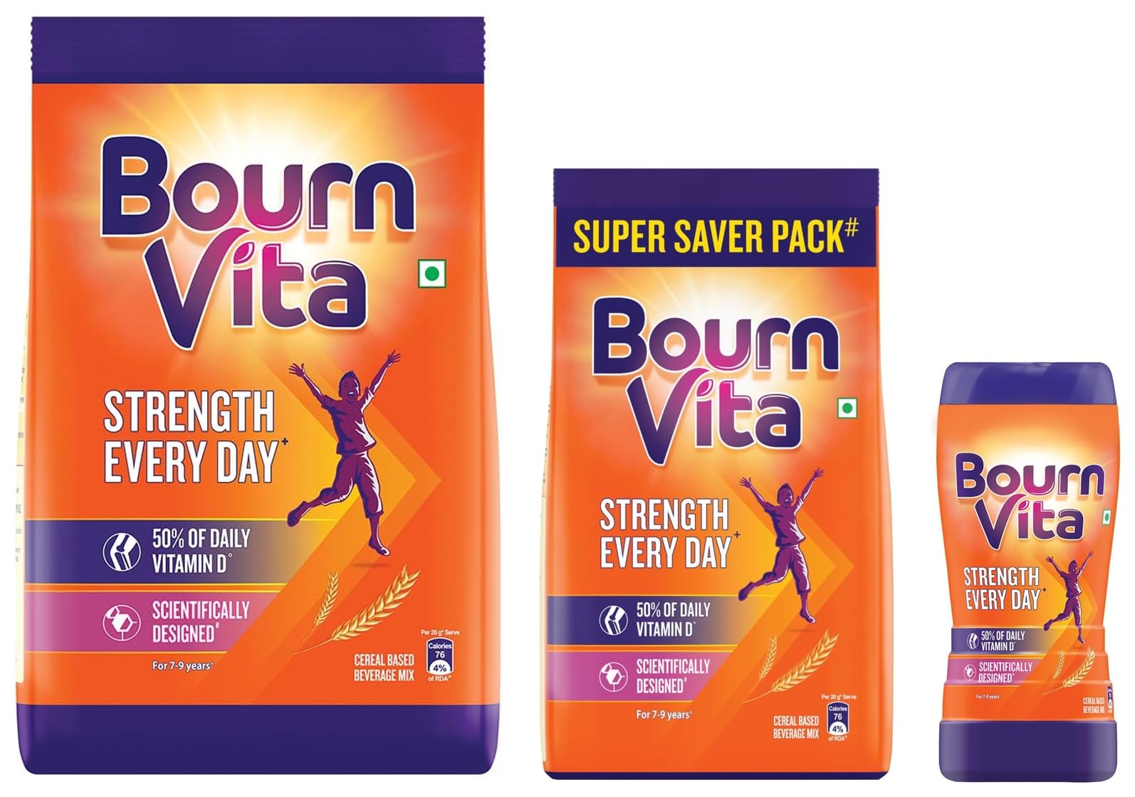 Cadbury Bournvita Chocolate Nutrition Drink, 1 kg Pouch&Bournvita Chocolate Nutrition Drink, 550 g Jar&Cadbury Bournvita Chocolate Nutrition Drink, 500 g Pouch