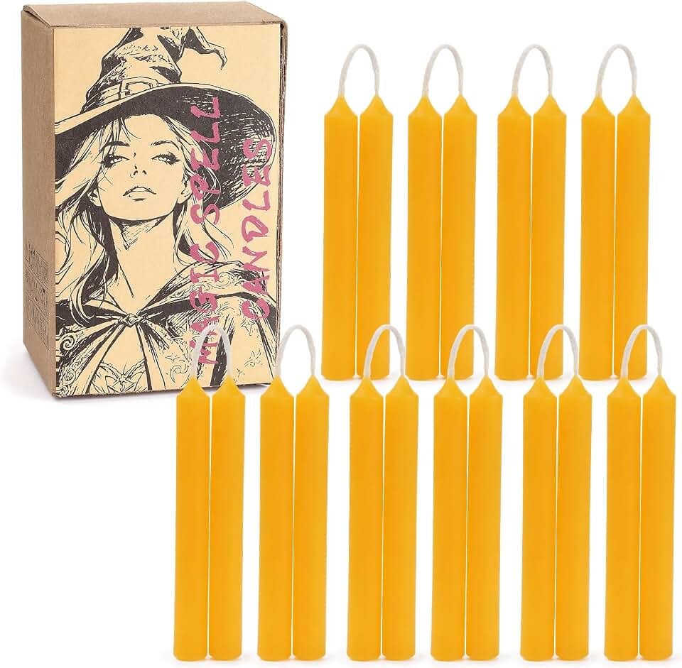 20 Pack Beeswax Spell Chime Candles, 4" x 0.5", Unscented, 100 Min Burn Time