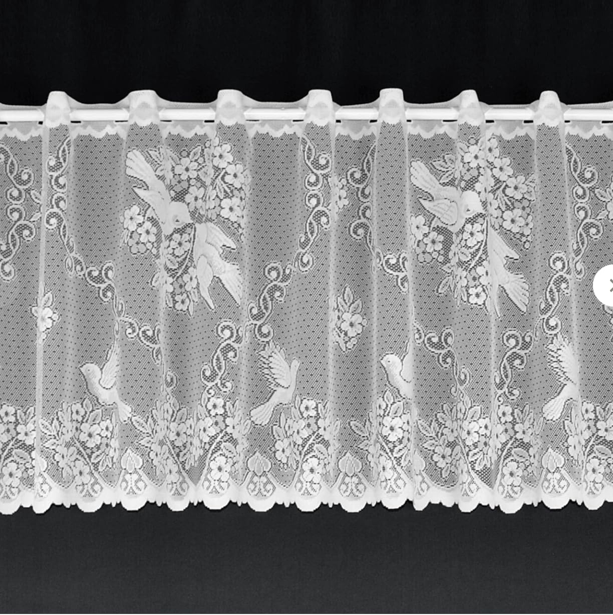 Nancy's Linens Love Bird Lace Cafe Net Curtains White - Sold by the Metre 12" (30cm)