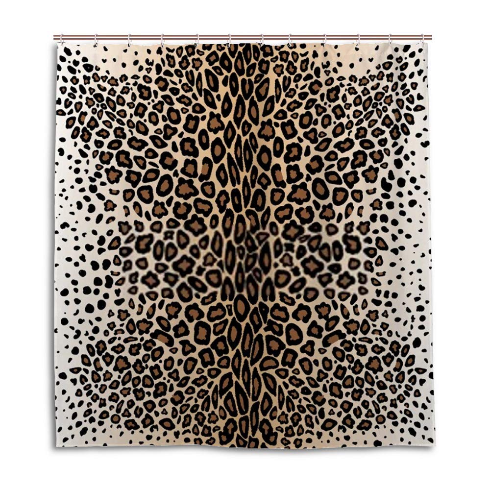 Rideau de douche imprimé léopard 180x180 imperméable polyester avec crochets pour baignoire