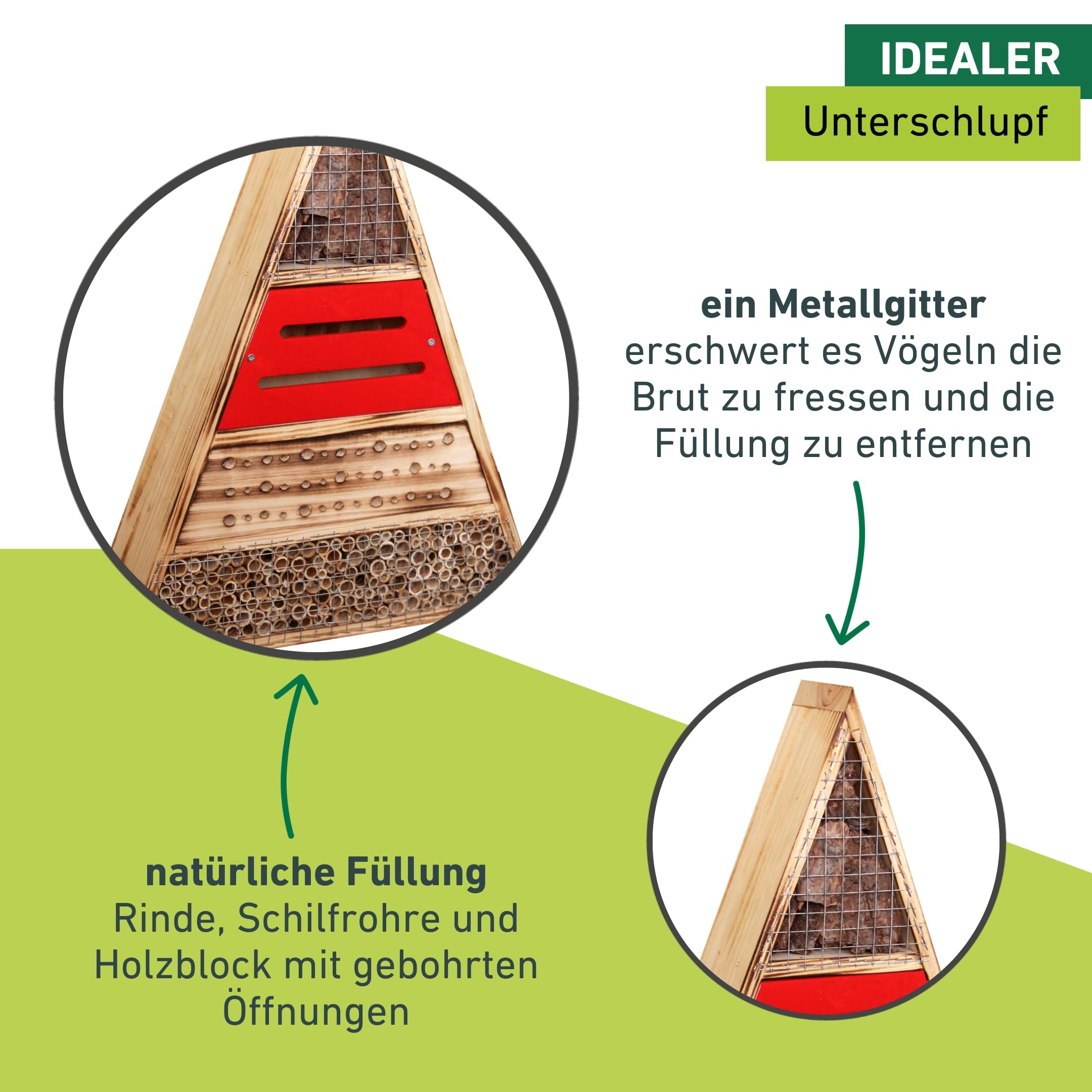 Windhager Insektenhotel Trigon, Insektenhaus Nistplatz Brutplatz, Schutz für viele nützliche Insekten, Mehrfarbig, 9,5 x 36 x 48 cm