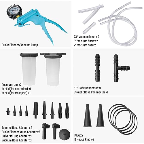 Miniatura 2 de Kit de purga de frenos 2 en 1 DURATECH, kit de purga de líquido de frenos con bomba de vacío manual, para automotriz, organizado en estuche portátil