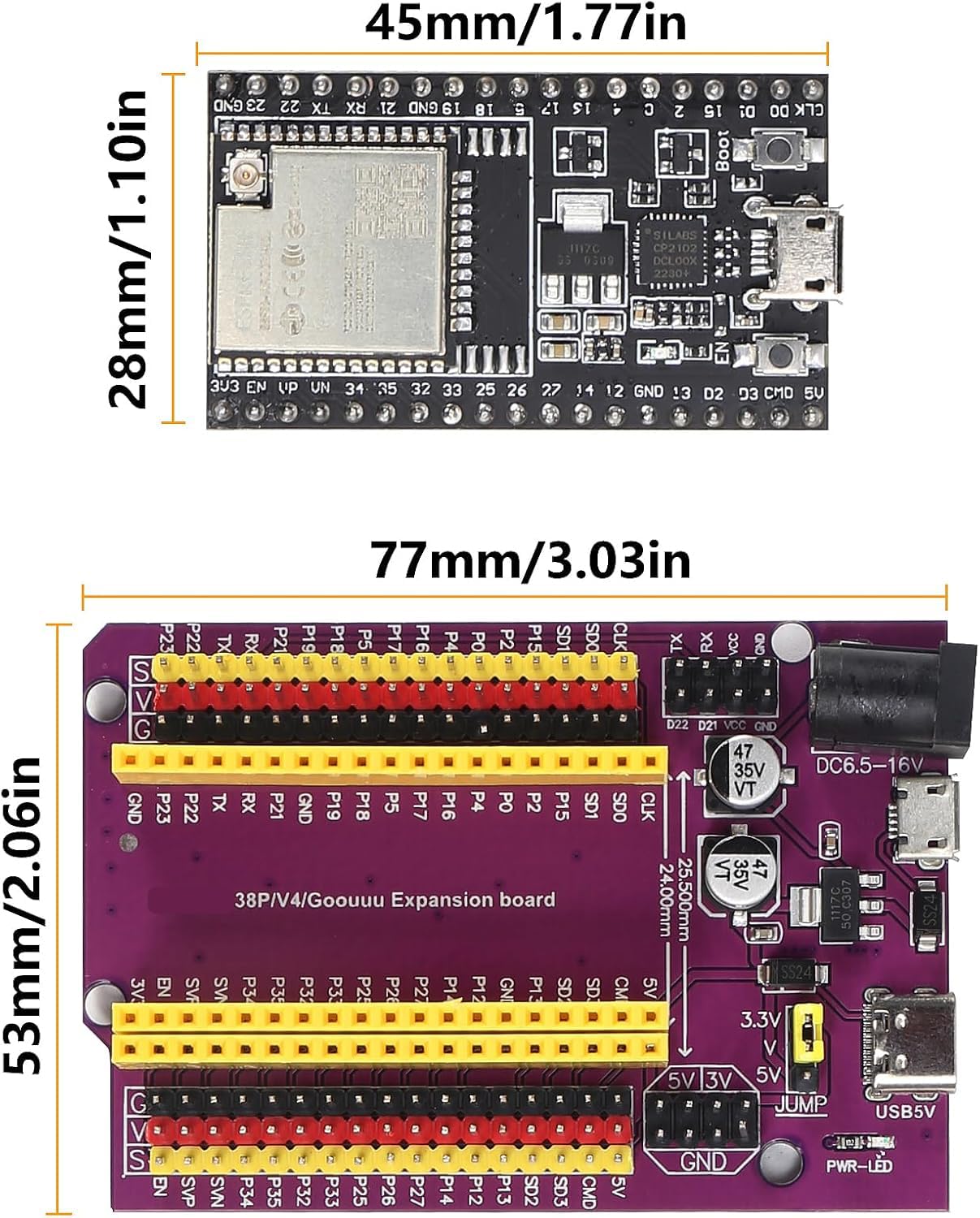 Płyta główna ESP32-DevKitC ESP32 płyta rozwojowa ESP32-WROOM-32D ESP32-WROOM-32U (ESP32-WROOM-32U + płyta rozszerzenia)