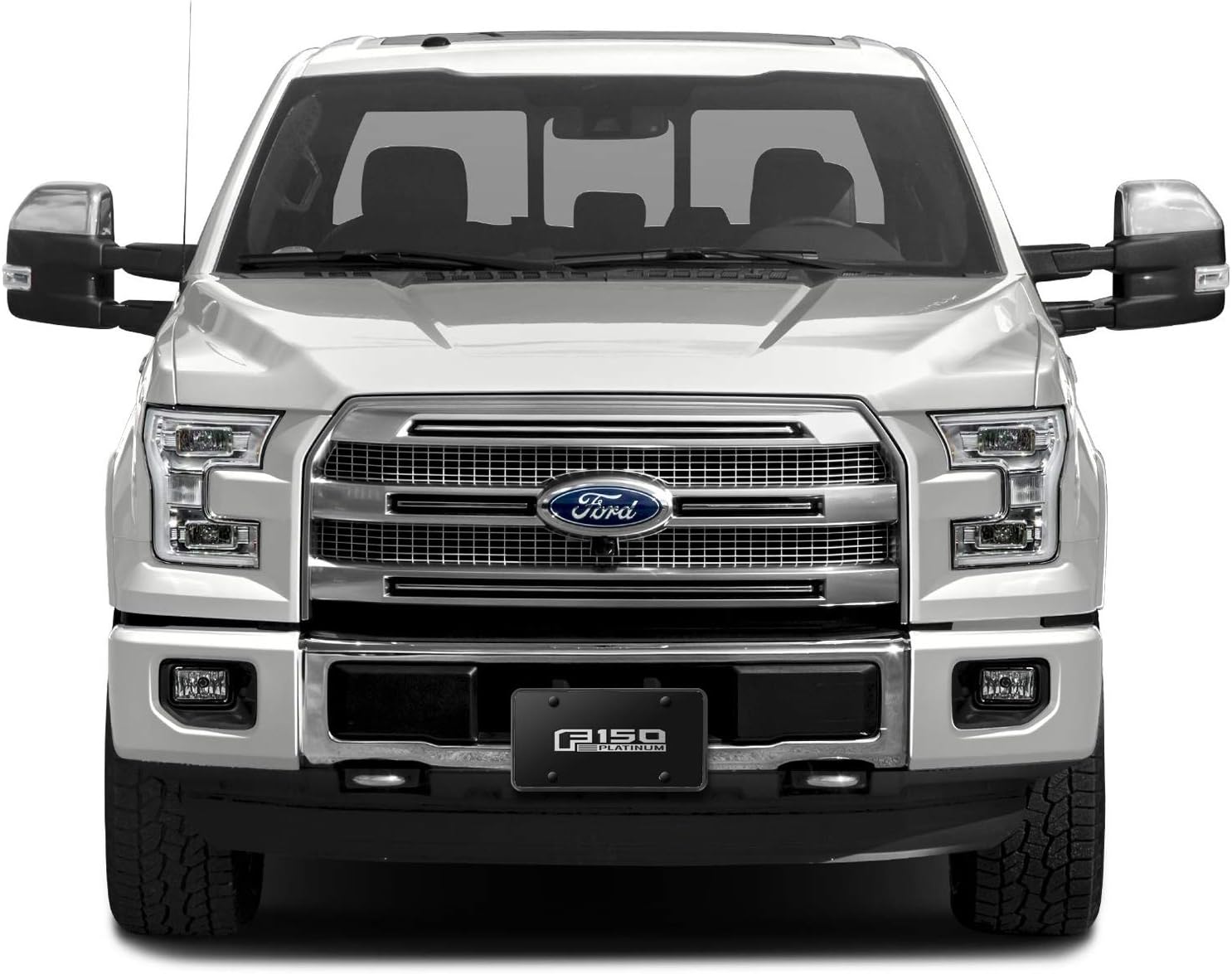 iPick Image for Ford F-150 Platinum 3D Logo Black Stainless Steel License Plate - Official Licensed