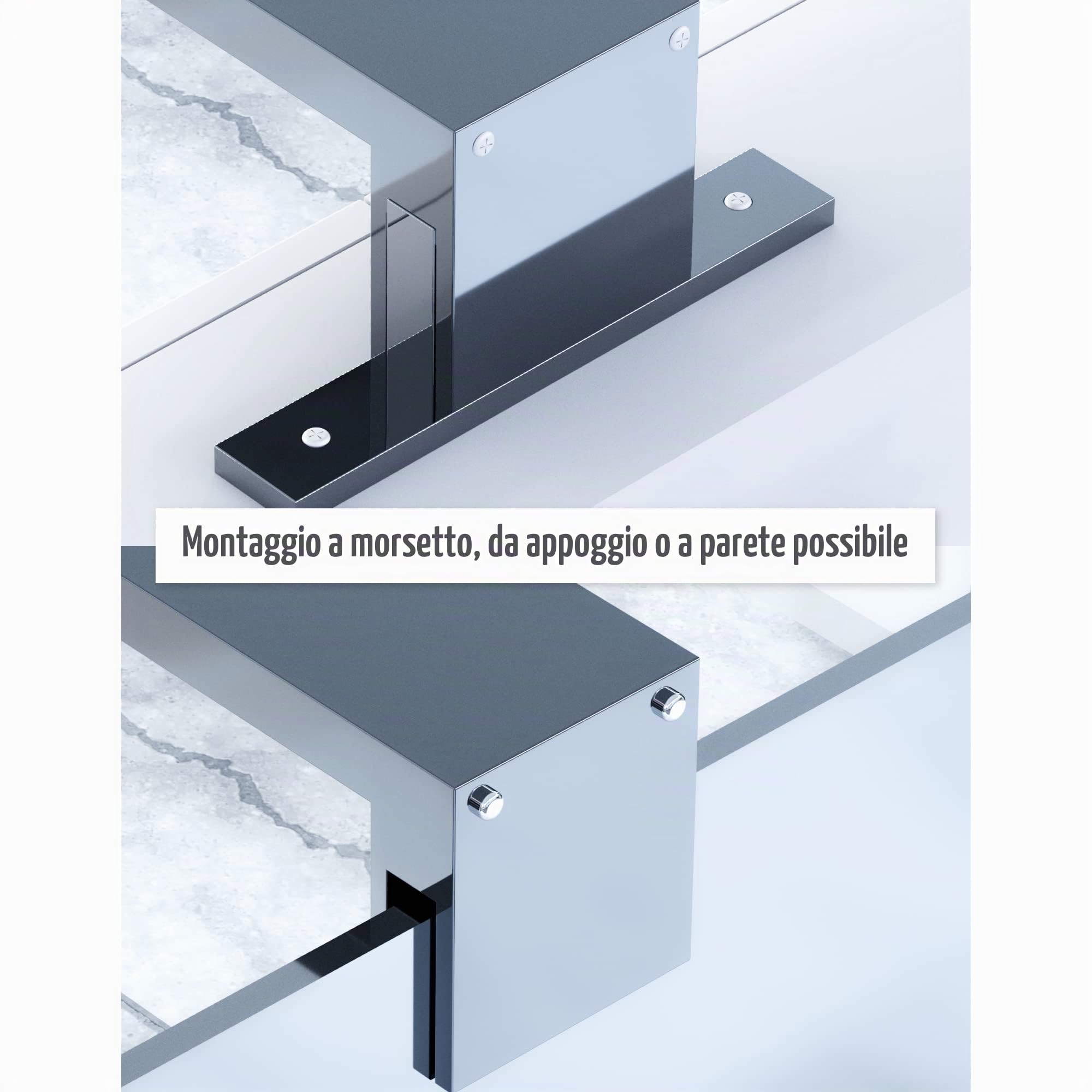SSC-LUXon LINA - Lampada da specchio per bagno, 50 cm, luce bianca calda, 230 V, colore argento lucido, 3 in 1