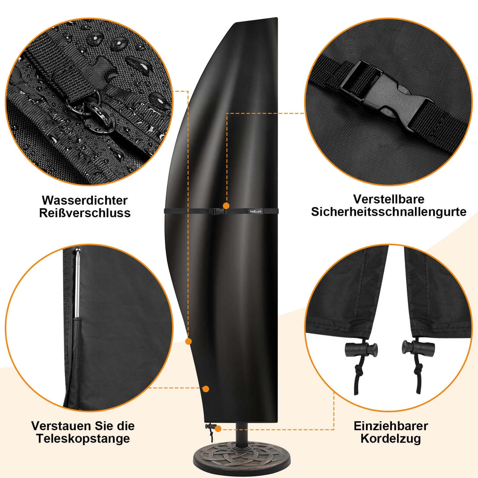 Tavaler Pokrowiec ochronny na parasol przeciwsłoneczny 3-4 M (280 cm)