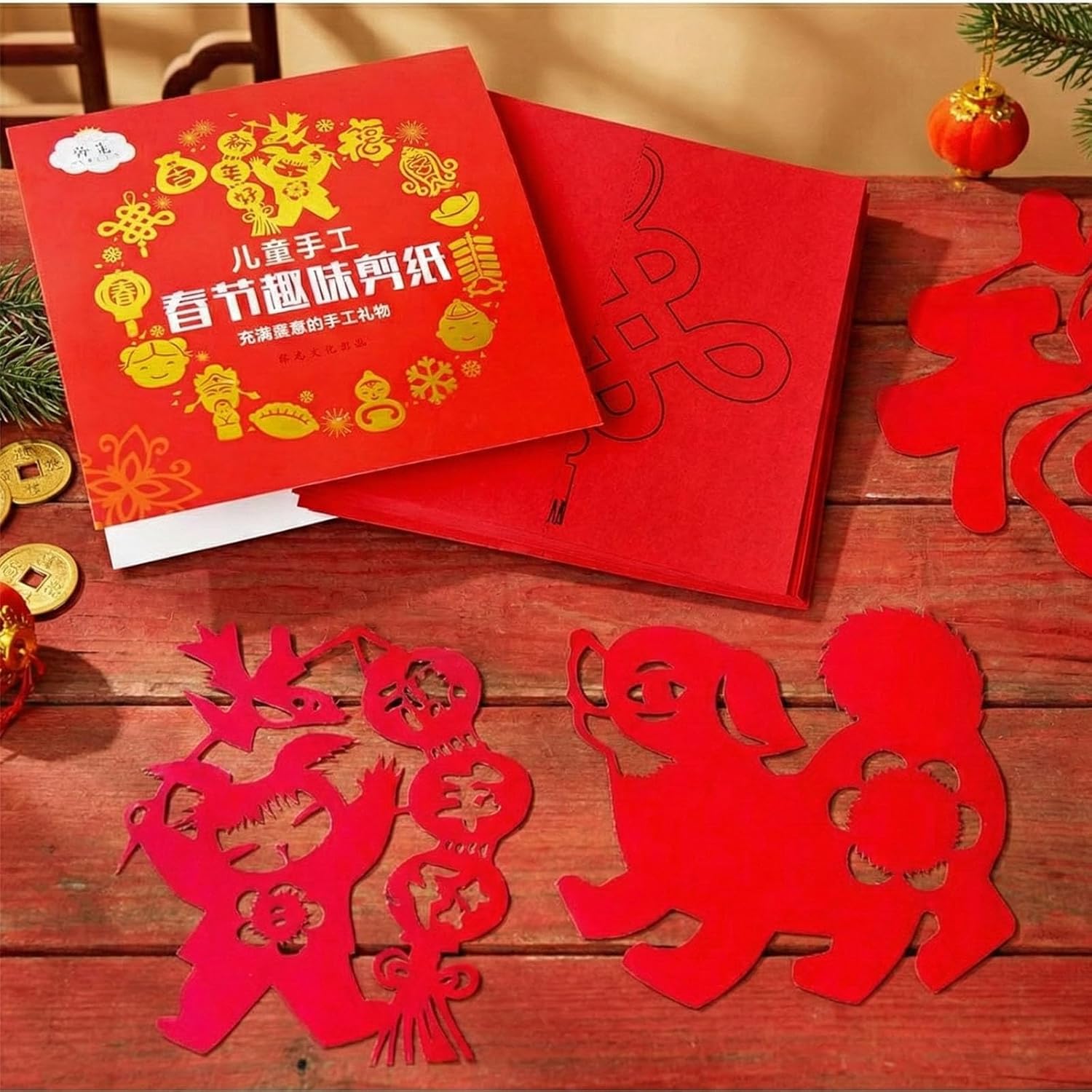 lzbayhz Kids' Paper Cutting Craft Kit, 60 Pages.Chinese New Year Window Decorations & Lunar New Year Crafts Activity – Creative Paper Art for Spring Festival Celebrations and Family Fun.