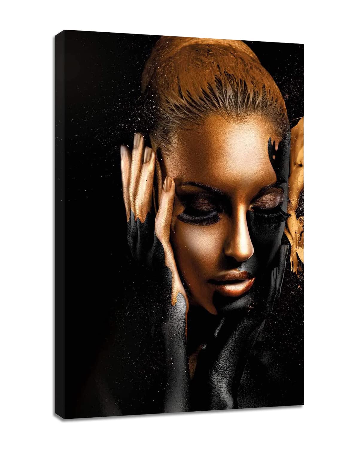 Abstract Poster Printed Golden Fashion Gold Figers and face women Wall Art Canvas Print Frame Picture Painting for Room Home Decorations 24x36inch
