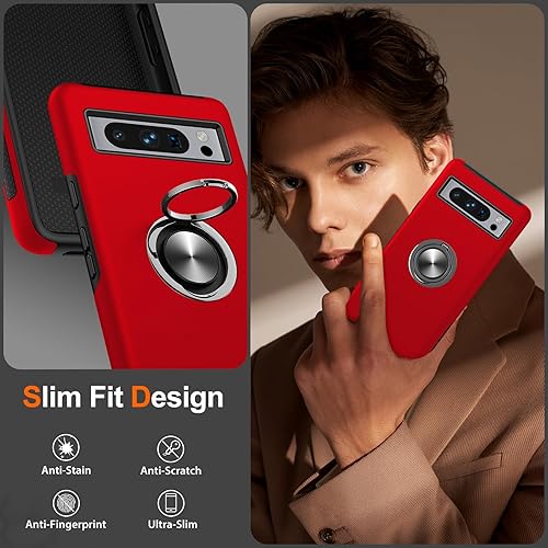 Miniatura 6 de JAME Funda para Google Pixel 8 Pro, delgada, resistente a prueba de golpes, funda protectora para teléfono Pixel 8 Pro con soporte de anillo de