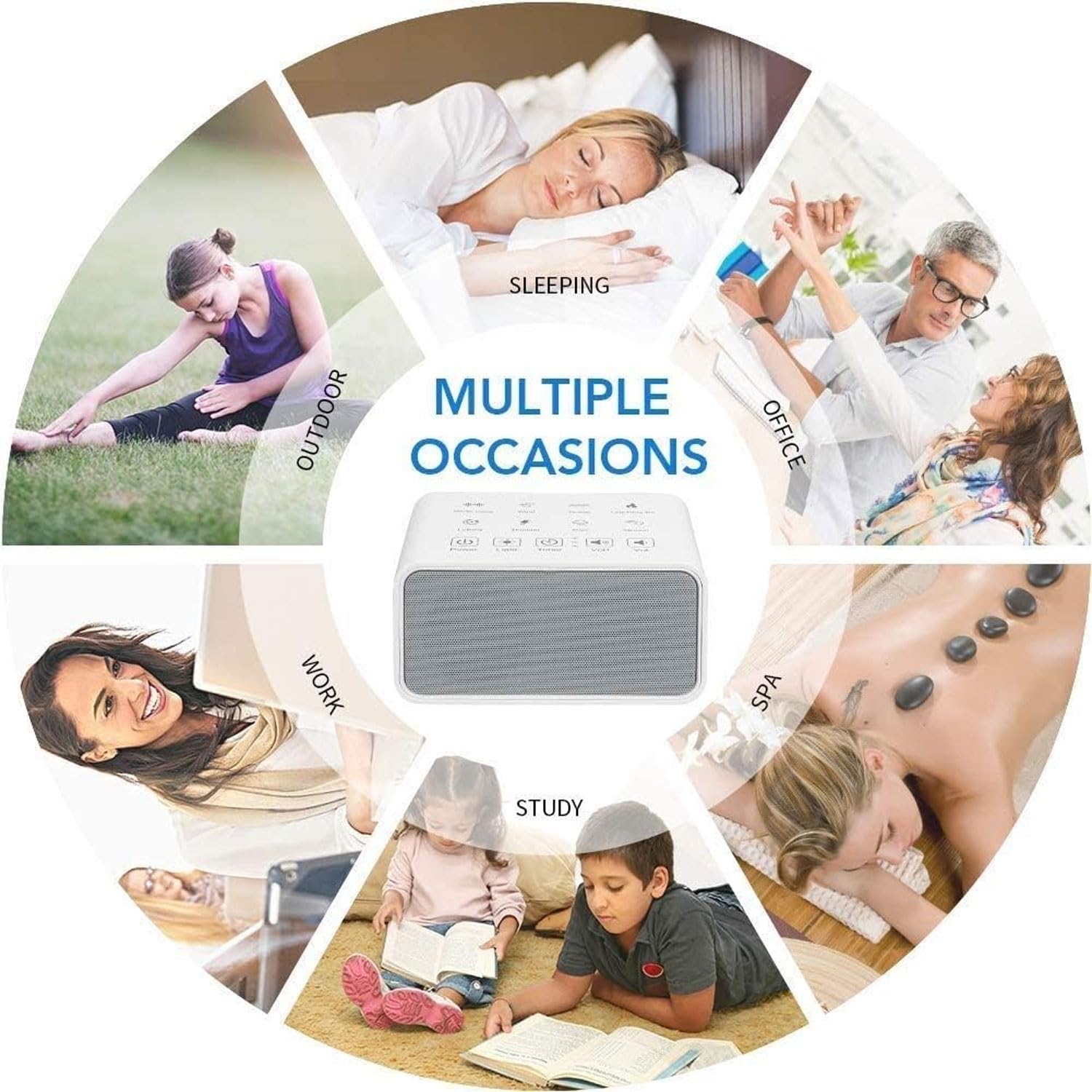 Ayuda Musical Para Dormir, Máquina De Ruido Blanco De 8 Sonidos Con Luz Ambiental LED, Luz Nocturna Recargable De 1800 MAh, Ayuda Para Dormir Con 3 Temporizadores Para Niños, Adultos, Personas Mayores