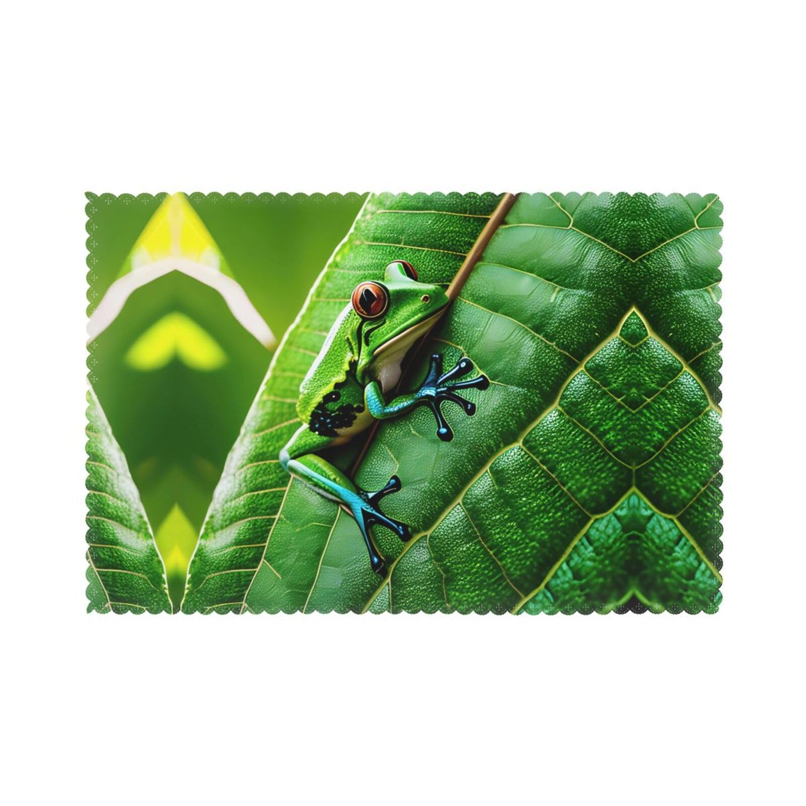 Frog Leaves Christmas Placemats Set of 6,Washable Table Mats