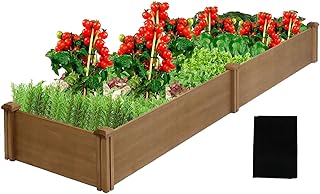 PetsCosset 8x2Ft Raised Garden Bed – Planter Box for Outdoor Plants, Fir Wood Garden Beds for Vegetable, Herb, and Flower Cultivation – Easy Assemble
