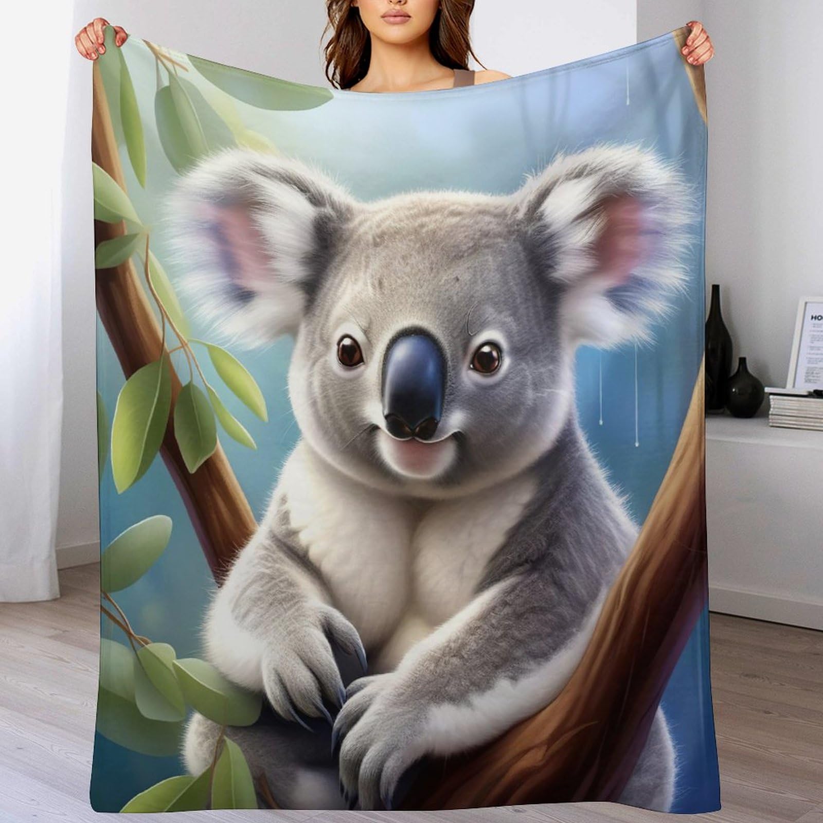 Couverture koala 3D polaire flannel plaid chaud lit toutes saisons