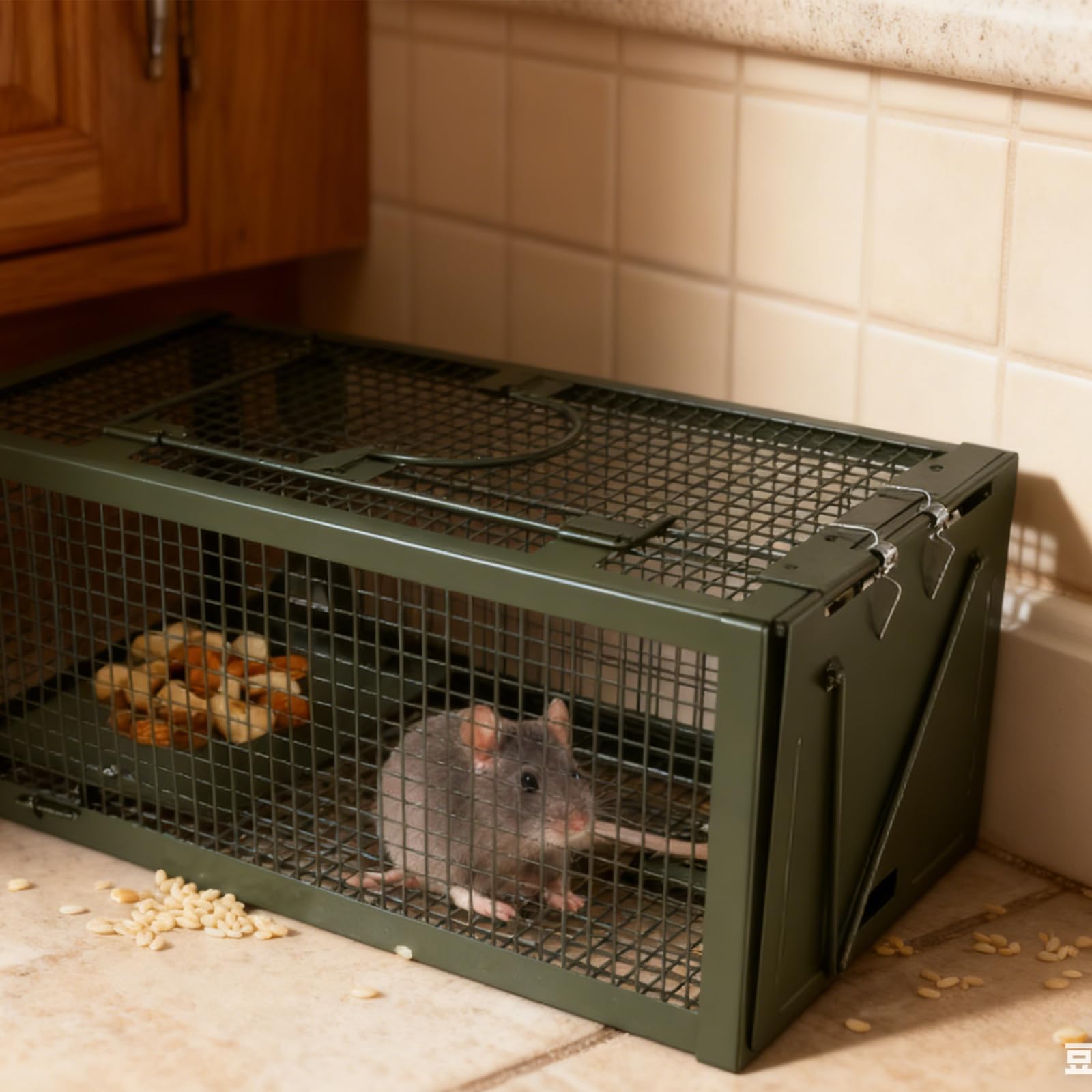 Lebendfalle Mausefalle,Premium Profi Lebendfalle XL: Humane Maus- & Rattenfalle aus Kaltgezogenem Stahldraht – Für Kleine Nagetiere (Mäuse, Wühlmäuse, Feldmäuse) (Green)