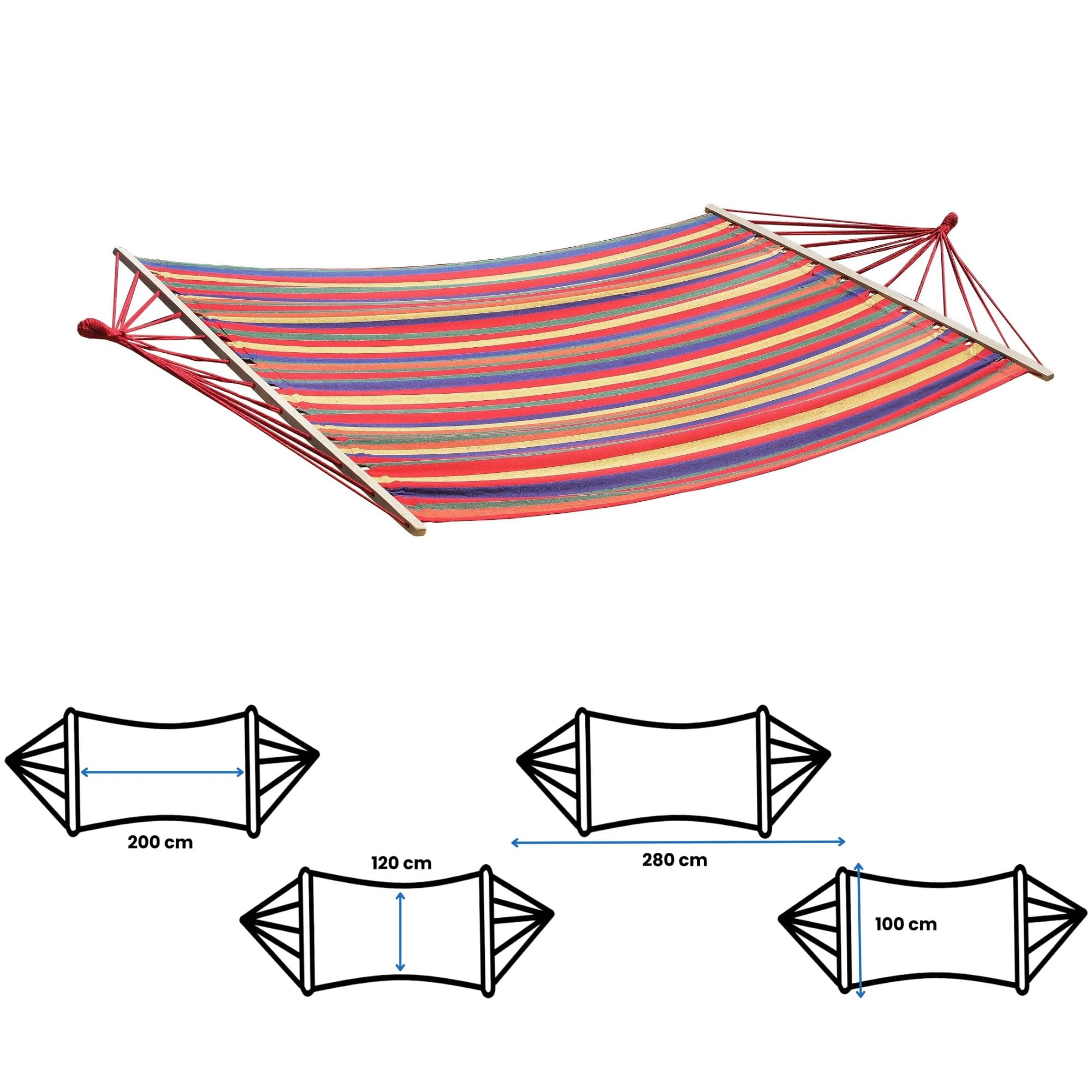 Potenza Estera colgante con estructura Indela – 120 kg para 1 persona I Hamaca 200 x 120, 120 kg (rojo, estructura básica)