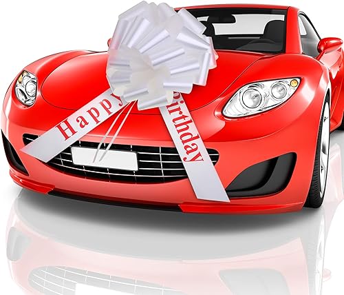 Miniatura 7 de WILLBOND Lazo grande de feliz cumpleaños para automóvil, lazo decorativo grande para envolver regalos, lazo gigante para decoración de cumpleaños,