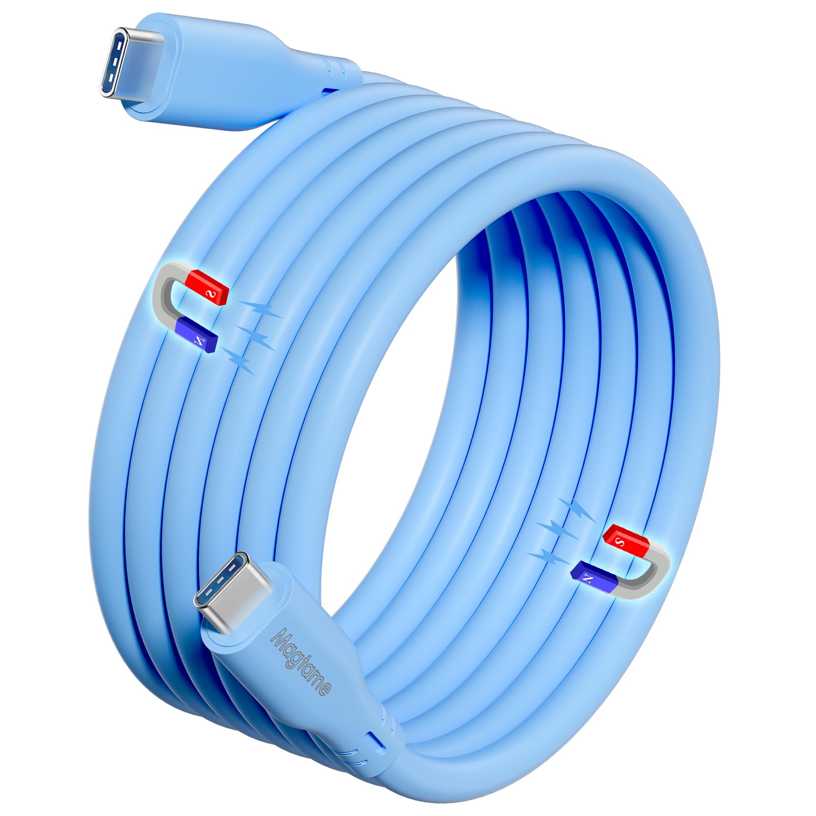 Cavo magnetico da USB C a USB C da 60 W, 1,2 m, in silicone tipo C, cavo di ricarica rapida, Tangle Free e Data Sync Tipo C per i -Phone 16/16 Pro/16 Plus/16 Pro Max 15