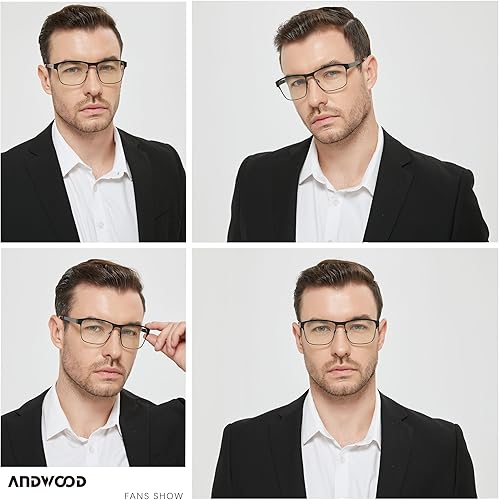 Miniatura 4 de ANDWOOD Gafas de sol para hombre con protección UV, lentes de lectura bifocales, bloqueo de luz azul, marco de metal cuadrado