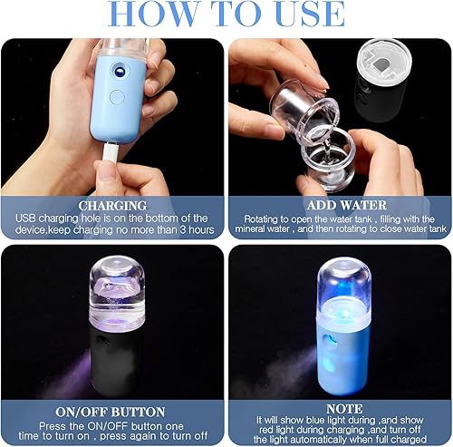 Miniatura 46 de Honoson Mini humidificador facial de 1.0 fl oz, pulverizador facial portátil, recargable por USB, práctica máquina de cuidado de la piel para Rosa