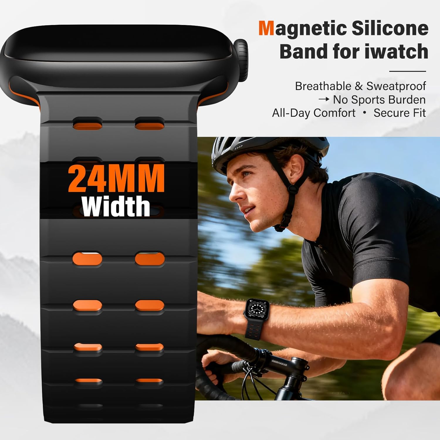 Getino Magnetic Silicone Band Compatible with Apple Watch Bands for Men 44mm 45mm 46mm 49mm 42mm Women,Strong Magnet Breathable Sport Strap for iWatch Series 11 Ultra 3 Ultra 2 Se 10 9 8 7 6 5 4 1 - Image 5