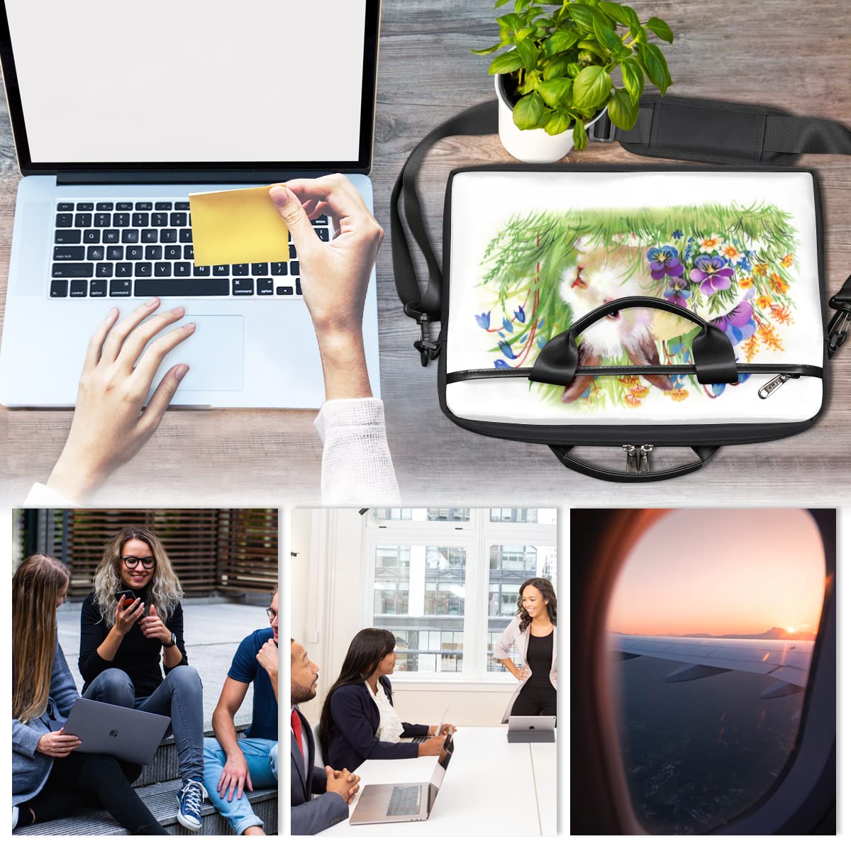 TropicalLife GIGIJY Królik Laptop Case Bag Easter Rabbit Bunny Canvas Teczka 13 w 13,3 w 14 w 15 cali dla dzieci chłopców dziewcząt kobiet mężczyzn, wielobarwny, Rozmiar Uniwersalny